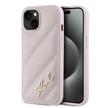 Чехол Karl Lagerfeld для iPhone 15 / 14 / 13 Diagonal Quilted Script, розовый