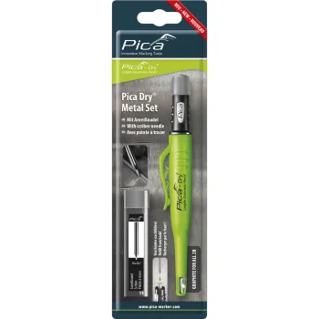 Construction Marker Pica Dry Metal-Set 30800 with Carbide Needle, Green/Black