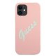 Guess iPhone 12 mini vāciņš Silicone Vintage Script, rozā/zaļš