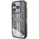 Guess iPhone 15 Pro vāciņš Liquid Glitter Gold Stripes, melns