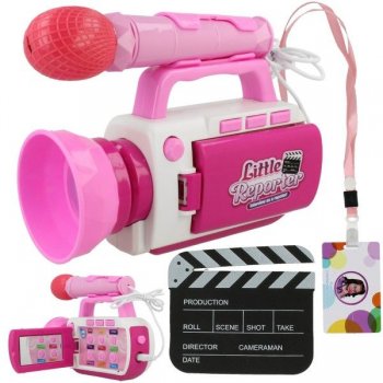 Children's Reporter Journalist Play Set with Camera and Microphone, Pink