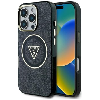 Guess IML Metal Glitter 4G Circle Triangle MagSafe Phone Case Cover iPhone 16 Pro Max - Black