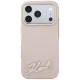 Karl Lagerfeld Grained with Resin Signature Logo MagSafe vāciņš priekš iPhone 18 Pro / 17 Pro, rozā