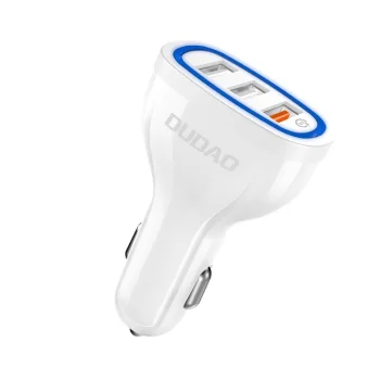 Dudao R7S automašīnas lādētājs 3x USB Quick Charge 3.0 18W, balts