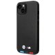 BMW iPhone 14 vāciņš Leather Stamp Tricolor MagSafe, melns
