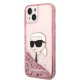 Karl Lagerfeld Glitter Karl\'s Head vāciņš iPhone 14 Plus / 15 Plus - rozā