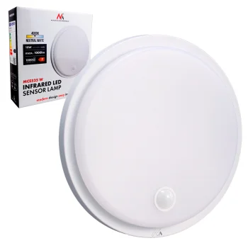 Maclean MCE525 W LED fasādes lampa ar kustības sensoru, 10W, IP65, balta