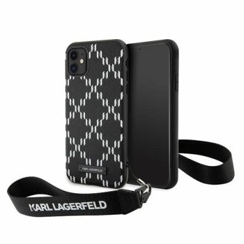 Karl Lagerfeld iPhone 11 / XR vāciņš Monogram Losange Saffiano, melns