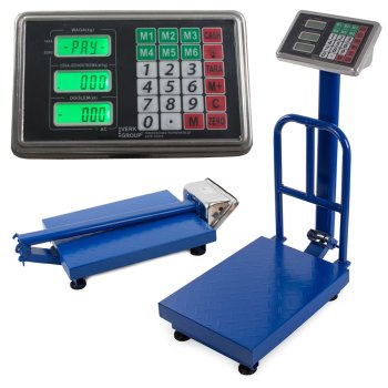 Elektroniskie noliktavas svari ar atzveltni 100 kg, LCD, zils