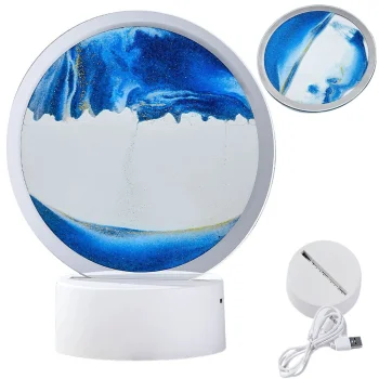 3D kustīgo smilšu galda lampa ar USB un RGB LED apgaismojumu