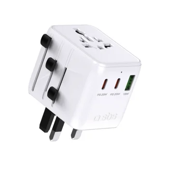 Универсальный дорожный адаптер SBS 2xUSB-C / 1xUSB-A, белый