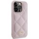 Guess iPhone 15 Pro Max vāciņš Quilted Metal Logo, rozā