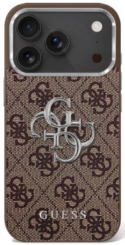 Guess 4G Big Classic Logo vāciņš iPhone 17 - brūns un sudraba | Phone Case Cover Brown And Silver