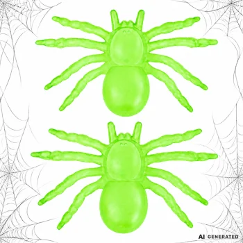 Helovīna dekorācija lieli pająki, fluorescējoši, 11 cm, 2 gab., zaļi