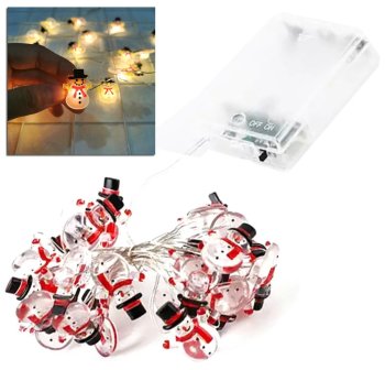 Snowman Christmas String Lights, 20 LED, 2m, Battery Operated, White