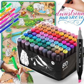 Ricokids 90x120 cm zīmēšanas paklājiņš + 80 alkohola marķieri