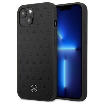 Mercedes iPhone 13 mini vāciņš Leather Stars Pattern, melns