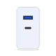 3Mk Protection FlowPower 45W sienas lādētājs, USB-A / USB-C, Balts