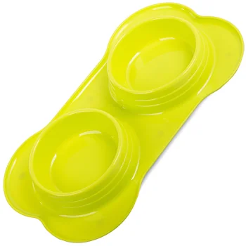 Double Bowl for Dogs and Cats 2 x 0.4L, Green