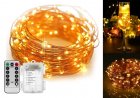 Christmas Wire Fairy Lights 100 LED Battery Operated with Remote, 10 m, Warm White