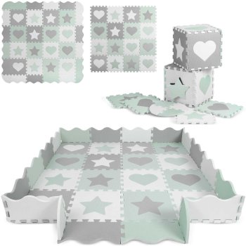 Напольный коврик-пазл Ricokids 151x151см, комплект из 16 шт., Серый-мятный...