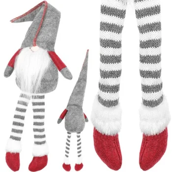 Ruhhy Ziemassvētku rūķis, sēdošs, 50 cm, pelēks/sarkans