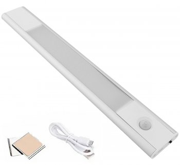 Pašlīmējoša bezvadu LED lampa, gaismeklis, lente ar kustības detektoru, 30 cm, Balta | LED Lamp Strip Light with...
