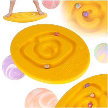 Līdzsvara dēlis bērniem ar bumbiņu labirintu, dzeltens