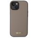 DKNY Grained Metal Logo MagSafe vāciņš iPhone 15 - Bēšs