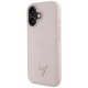Guess Grained Hot Stamp Peony Triangle Logo MagSafe vāciņš iPhone 16 Pink