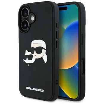 Karl Lagerfeld 3D Rubber Double Heads vāciņš Apple iPhone 16, Melns