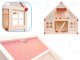 Bērnu Spēļu Koka Leļļu Māja ar Mēbelēm un Lellēm / Konstruktors, 40cm | Wooden Play Dollhouse with Furniture