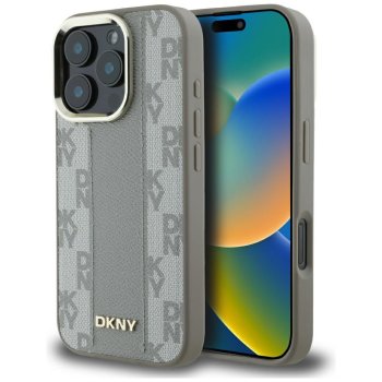 DKNY iPhone 16 Pro Max vāciņš Checkered Pattern MagSafe, bēšs