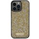 Guess iPhone 15 Pro vāciņš Rhinestone Metal Logo, dzeltens