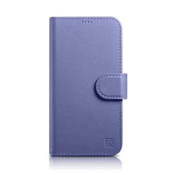 Кожаный чехол-книжка Icarer для iPhone 14 Pro Max 2in1 Anti-RFID, светло-фиолетовый