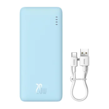 Внешний аккумулятор Baseus Airpow 20W 20000mAh с белым кабелем Baseus Simple Series...
