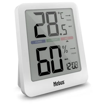 Mebus digitālais termometrs un higrometrs ar apgaismojumu Balts