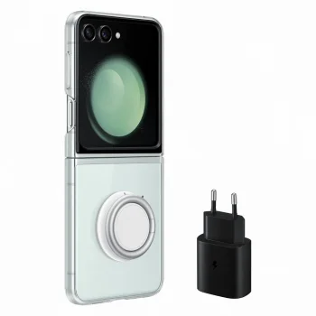 Samsung Galaxy Z Fold 5 ( SM-F946B/DS ) Original Silicone Case Cover with Ring, Transparent (EF-XF73KKTEGWW) + 25W USB...