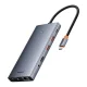 Centrmezgls 13in1 Baseus PortalJoy USB-C ar HDMI+DP+VGA+C+USB+PD+RJ45+SD/TF+3.5mm (pelēks) | Hub to (grey)