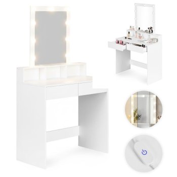 Makeup Vanity with LED Mirror and Lights ModernHome, 3 Color Modes, Adjustable Brightness