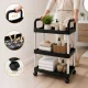 Mobile Storage Cart on Wheels, 3 Tiers, Black/Silver
