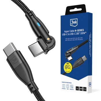 3mk Hyper Cable N-SERIES USB-C / USB-C Cable 1m 100W 180° PD QC 3.0 - Black