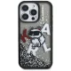 Karl Lagerfeld Liquid Glitter Choupette Logo vāciņš priekš iPhone 16 Pro, melns