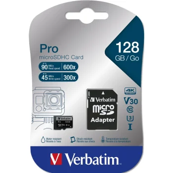 Карта памяти Verbatim Pro microSDXC 128GB UHS-I U3 Class 10 с адаптером