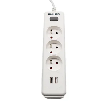 Philips SPN3032WA/60 pagarinātājs, 3 ligzdas + 2 USB, 2m, balts