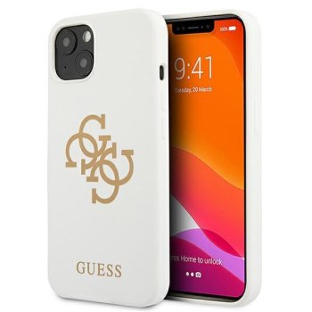 Guess iPhone 13 mini balts vāciņš Silicone 4G Logo