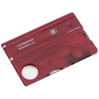 Victorinox SwissCard Lite daudzfunkcionāla karte, sarkana caurspīdīga