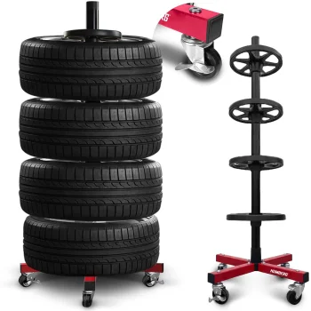 Tire Rack for 4 Tires Humberg HM-387, Heavy Duty Wheel Storage Stand for Garage