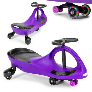 ECOTOYS Wiggle Car Ride-On Toy for Kids with LED Wheels, Purple