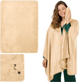 Ruhhy 26226 USB apsildāms pleds pleciem un mugurai, 160x90 cm, bēšs